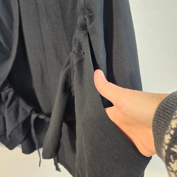 Free People Beach Cover Up Women's M Black Tie Front Gather Beachy Coastal Boho - Picture 4 of 11